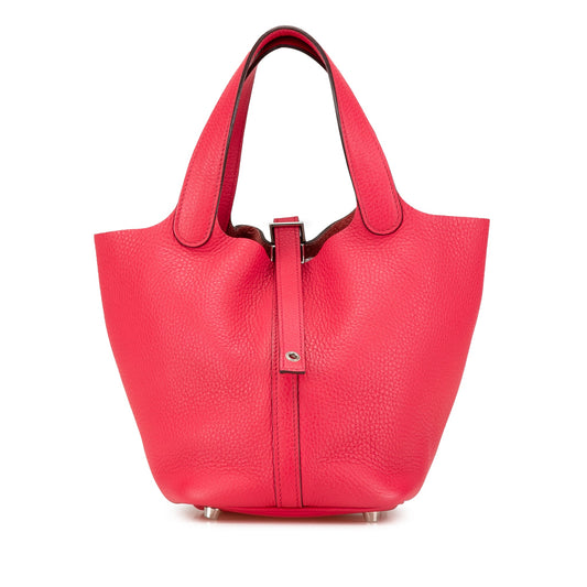 Second hand Hermes Picotin 18 Taurillon Clemence Leather Lock Bucket Handbag Pink - Tabita Bags