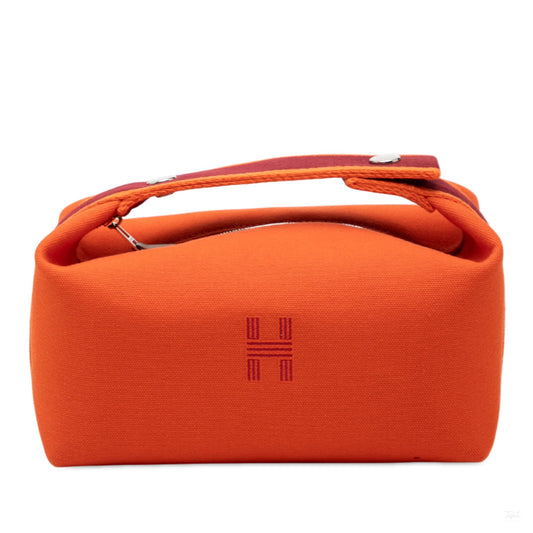 Second hand Hermes Trousse de Toilette Bride PM Wool Beauty Case Orange - Tabita Bags
