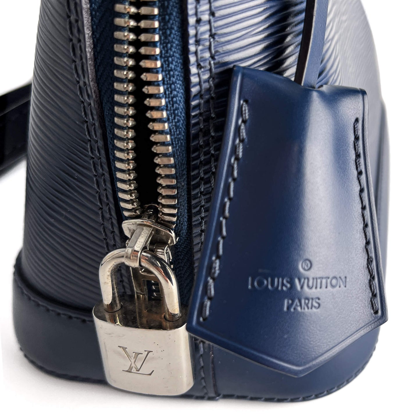 Second hand Louis Vuitton Alma BB Epi Leather 2 - Ways Top - handle Bag Navy - Tabita Bags