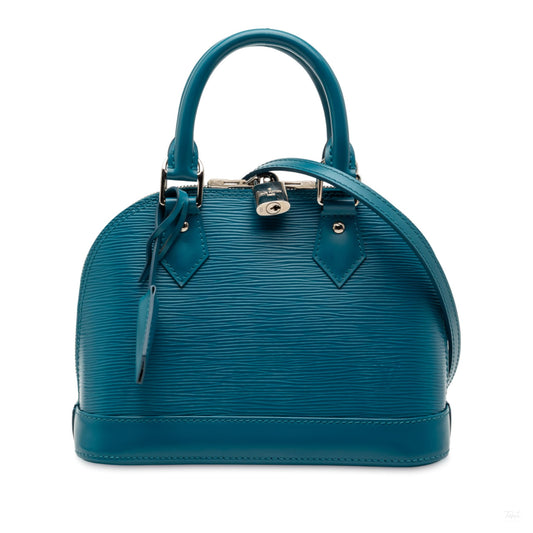 Second hand Louis Vuitton Alma BB Epi Leather Top - handle Handbag Blue - Tabita Bags