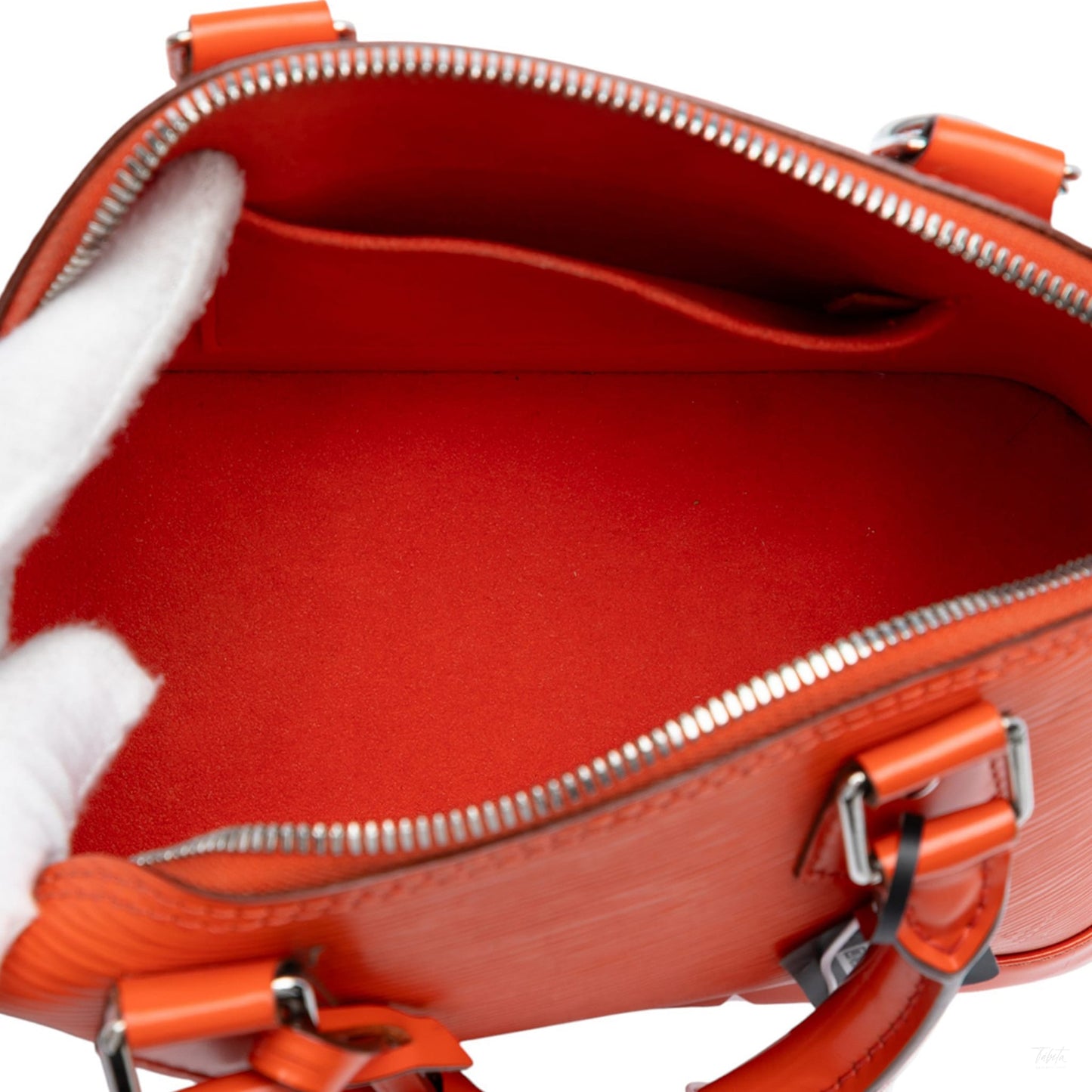 Second hand Louis Vuitton Alma BB Epi Leather Top - Handle Handbag Orange - Tabita Bags