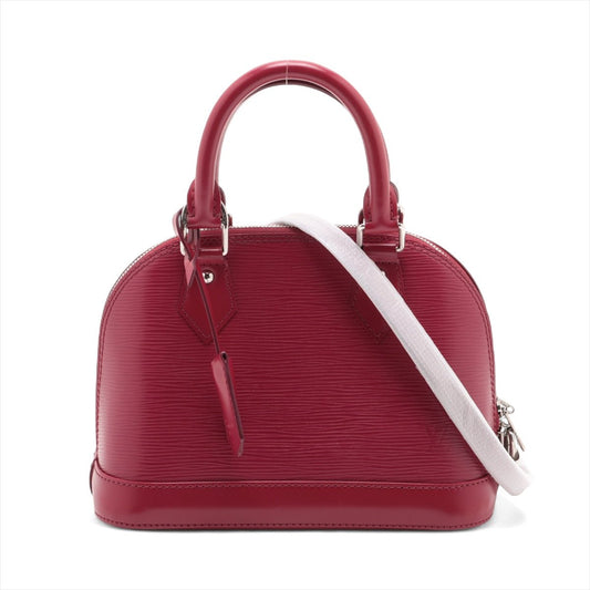 Second hand Louis Vuitton Alma BB Epi Leather Top - handle Handbag Raspberry Red - Tabita Bags