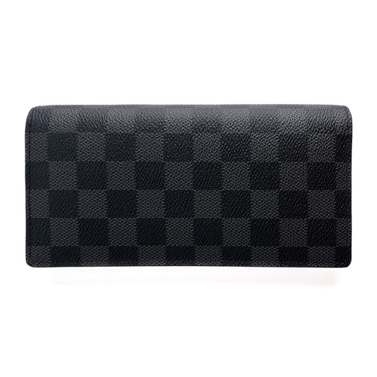 Second hand Louis Vuitton Brazza Canvas Vertical long Wallet Damier Graphite - Tabita Bags