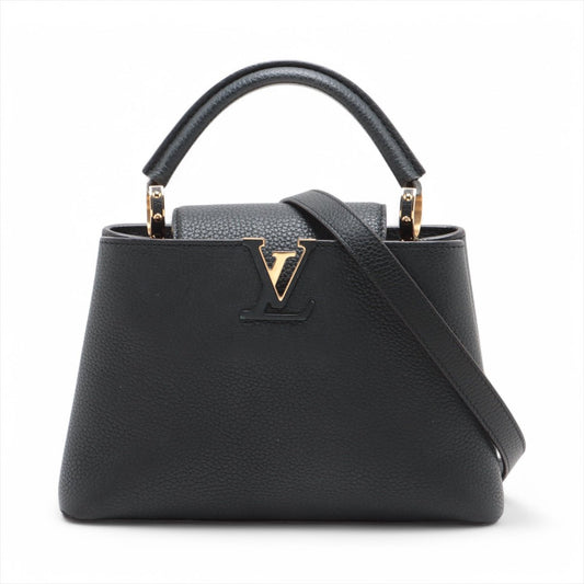 Second hand Louis Vuitton Capucines PM Taurillon Leather 2 - Ways Handbag Black - Tabita Bags