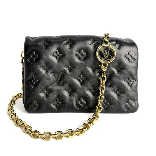 Second hand Louis Vuitton Coussin Pochette Embossed Monogram Leather 3 - Ways Messenger Crossbody Black - Tabita Bags