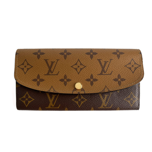 Second hand Louis Vuitton Emilie Long Canvas Envelope Wallet Monogram Reverse - Tabita Bags
