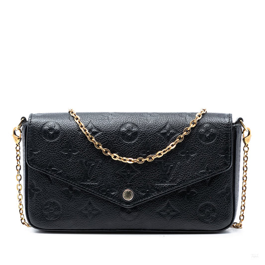 Second hand Louis Vuitton Felicie Leather Empreinte Pouch Clutch Black - Tabita Bags
