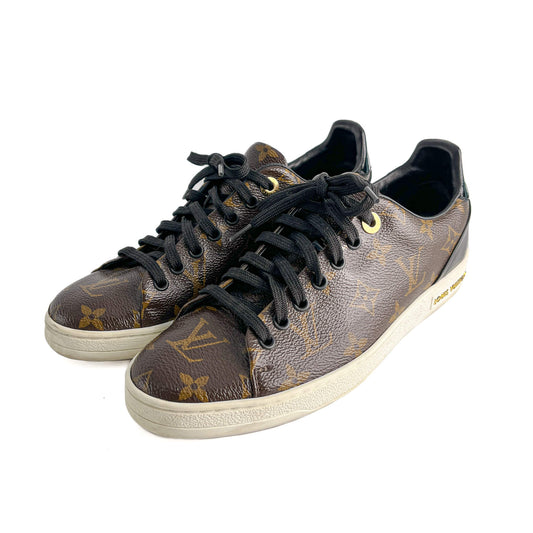 Second hand Louis Vuitton Frontrow Canvas Sneakers 38 Brown - Tabita Bags