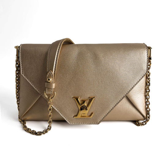 Second hand Louis Vuitton Love Note Smooth Calfskin Leather 2 - Ways Envelope Clutch Gold - Tabita Bags