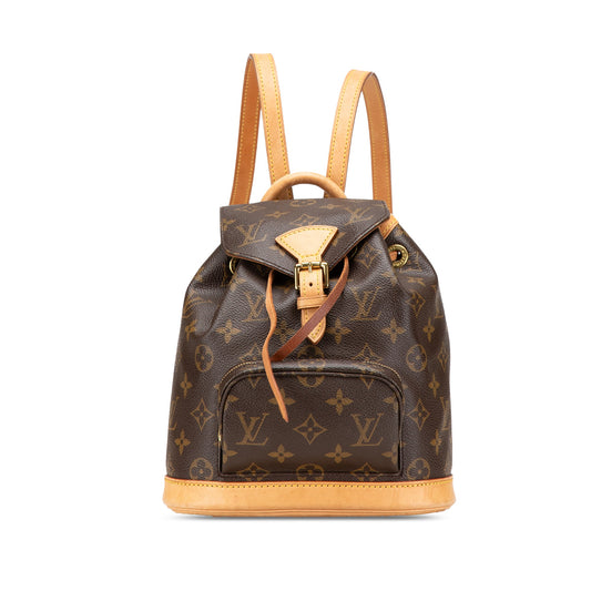 Second hand Louis Vuitton Montsouris Mini Vintage Canvas Backpack Brown - Tabita Bags