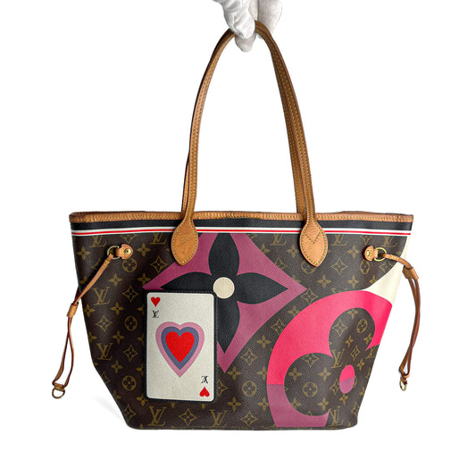 Second hand Louis Vuitton Neverfull MM Canvas Game On Shopper Shoulder Bag Brown - Tabita Bags