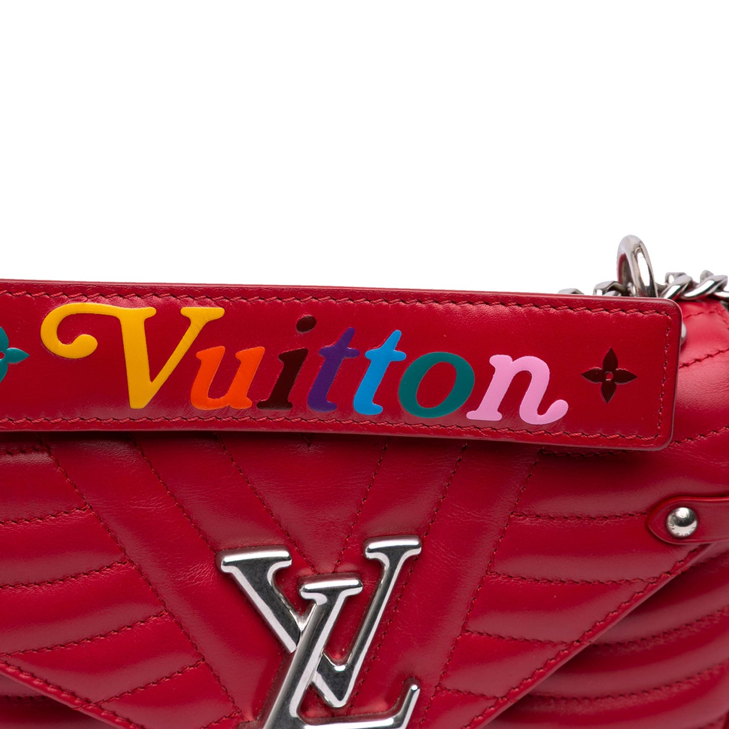 Second hand Louis Vuitton New Wave Chain PM Leather Flap Crossbody Red - Tabita Bags