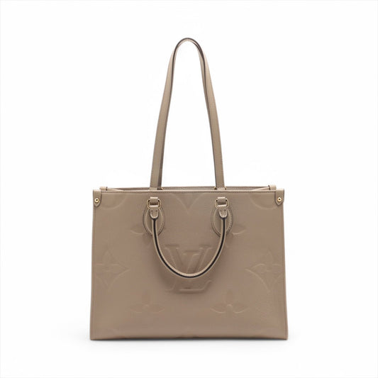 Second hand Louis Vuitton Onthego MM Empreinte Calfskin Grained Leather Tote Shoulder Bag Beige - Tabita Bags