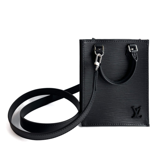 Second hand Louis Vuitton Petit Sac Plat Petit Epi Leather Tote Handbag Black - Tabita Bags