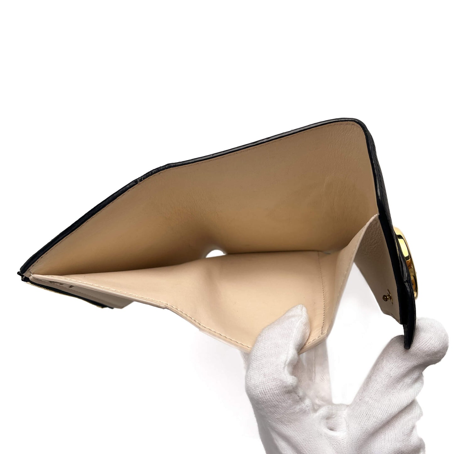 Second hand Louis Vuitton Pont 9 Calfskin Grained Leather Folding Wallet Black - Tabita Bags