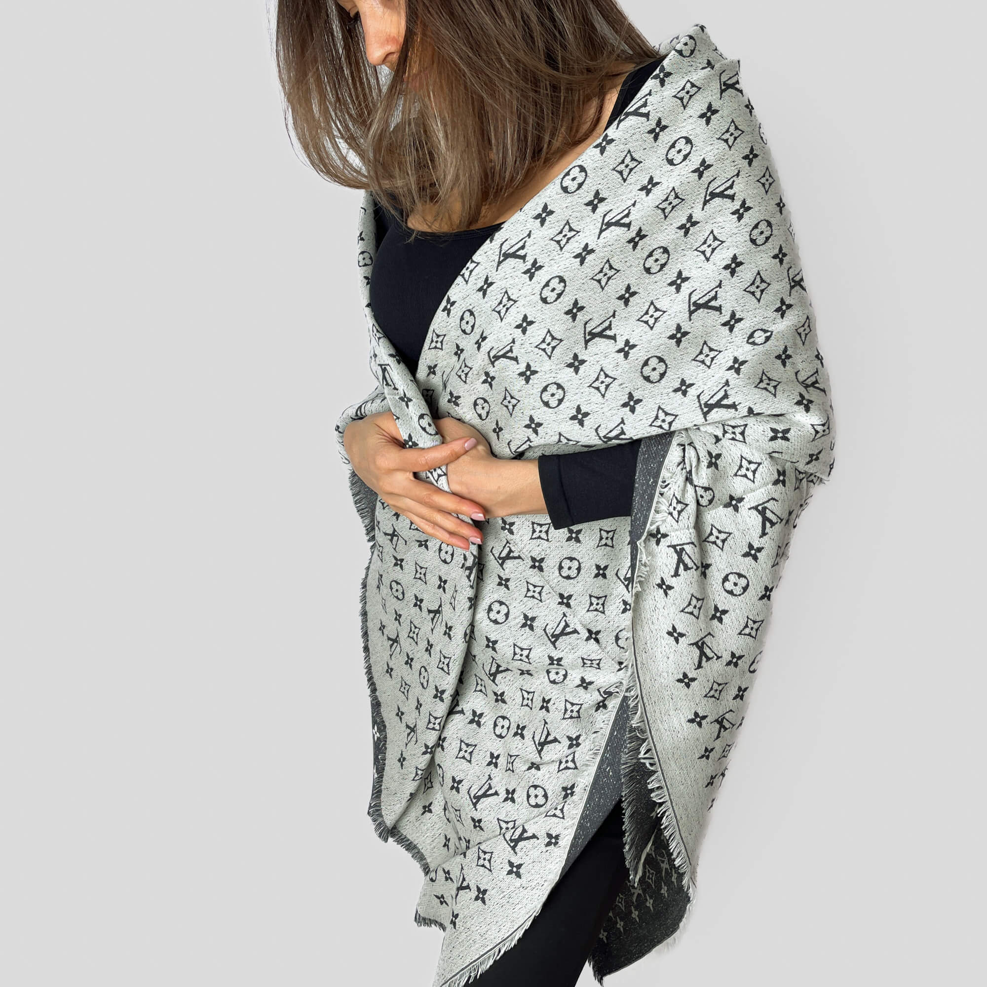 Wool Denim Monogram Shawl Wool Louis Vuitton Monogram Denim Shawl