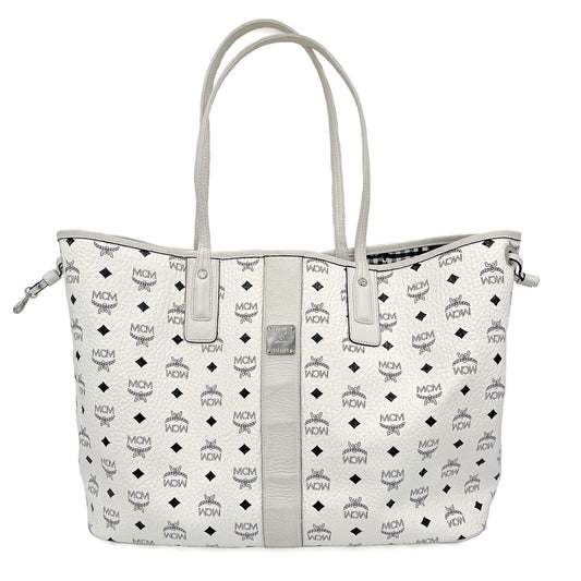 Second hand MCM Reversible Liz Large Visetos Canvas Shopper Shoulder Bag Black & White - Tabita Bags