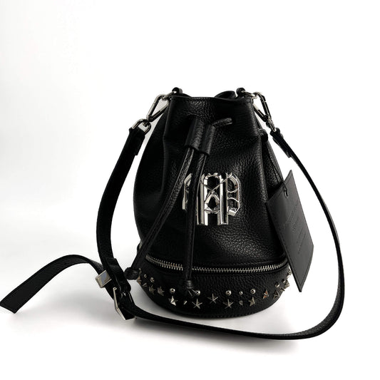Second hand Philipp Plein Stud Leather Bucket Shoulder Bag Black - Tabita Bags