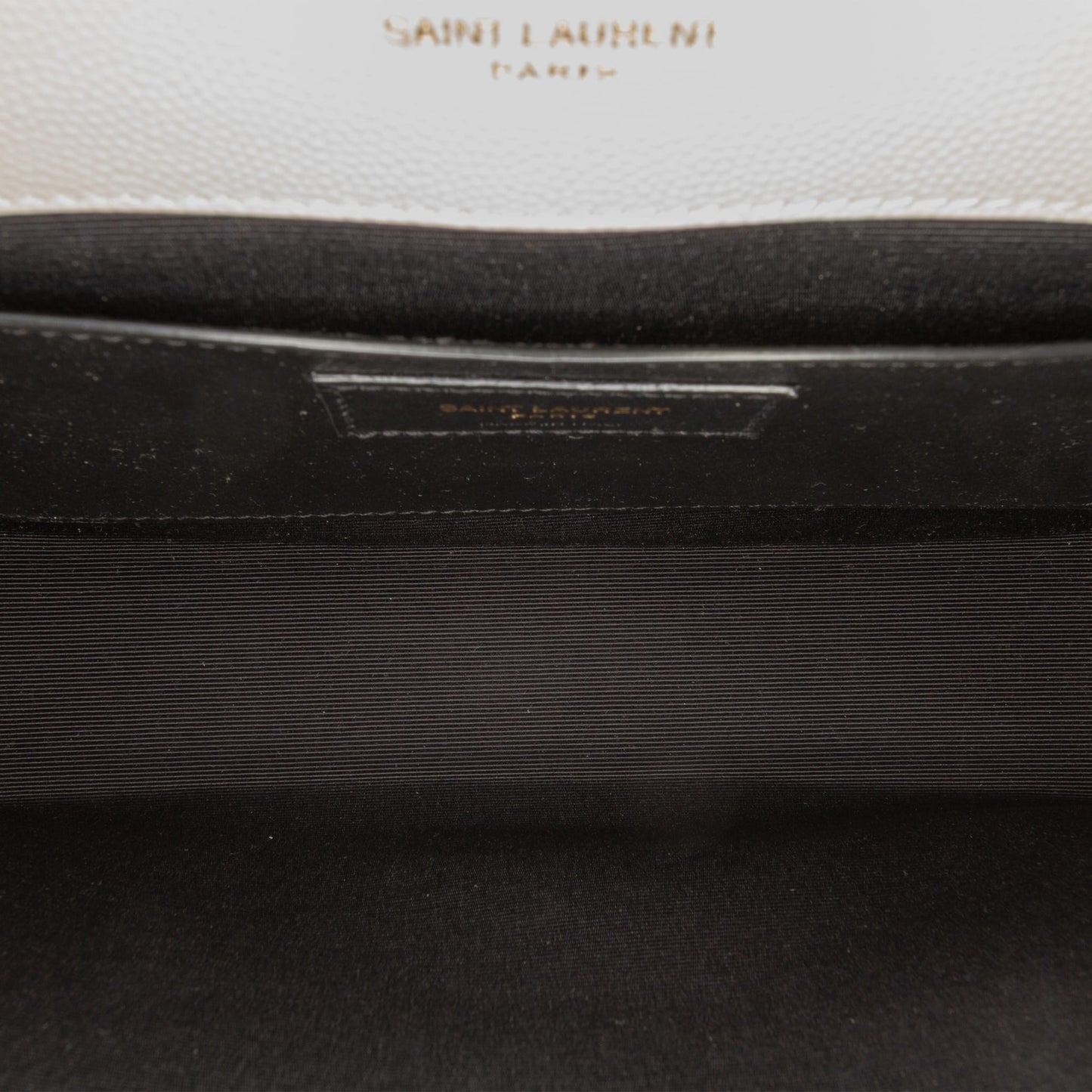 Second hand Saint Laurent Envelope Medium Embossed Grained Leather 2 - Ways Envelope Bag White - Tabita Bags