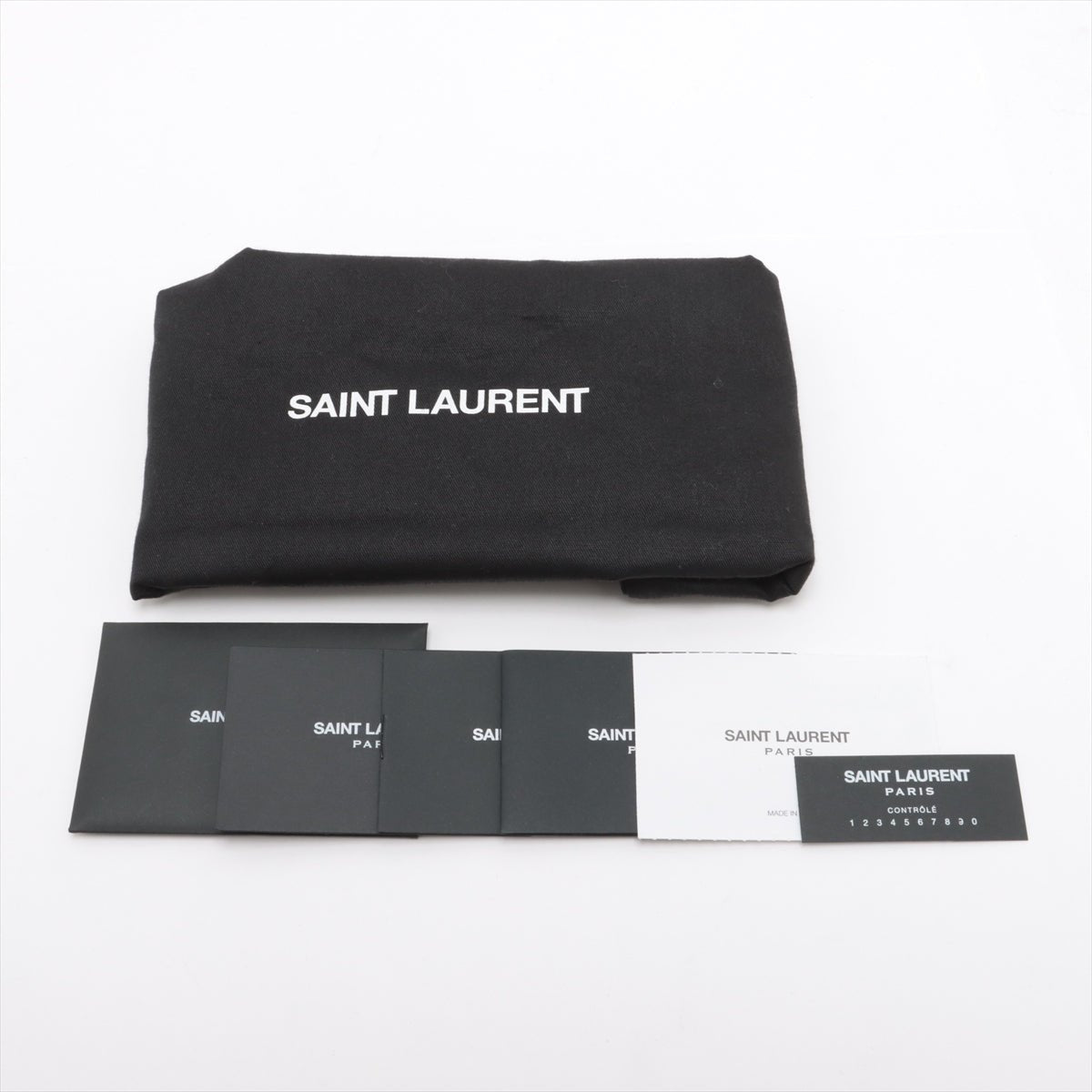 Second hand Saint Laurent Envelope Medium Grained Calfskin Leather Flap Crossbody Black - Tabita Bags