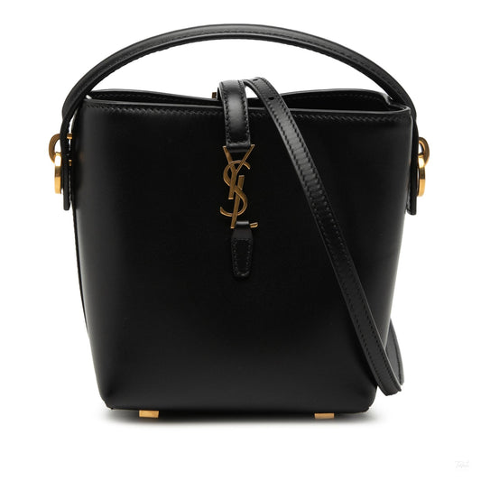 Second hand Saint Laurent Le 37 Mini Leather Bucket Shoulder Bag Black - Tabita Bags