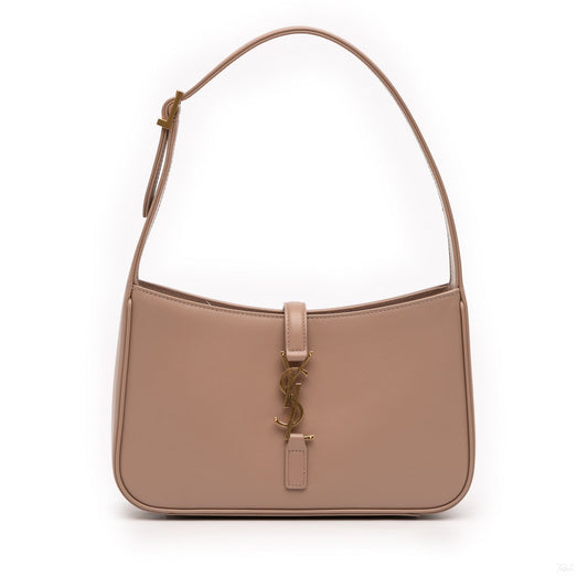 Second hand Saint Laurent Le 5 à 7 Leather Shoulder Bag Brown - Tabita Bags