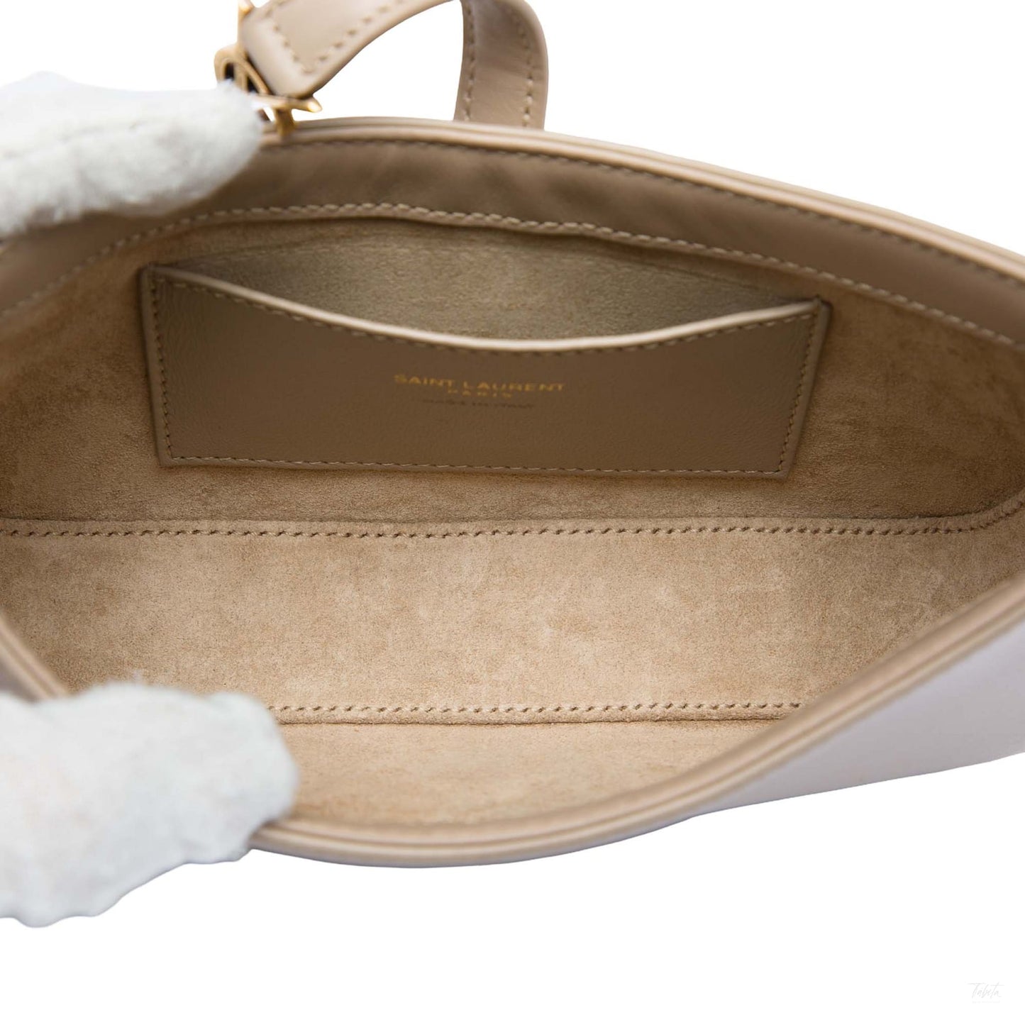Second hand Saint Laurent Le 5 à 7 Mini Leather Shoulder Bag Beige - Tabita Bags