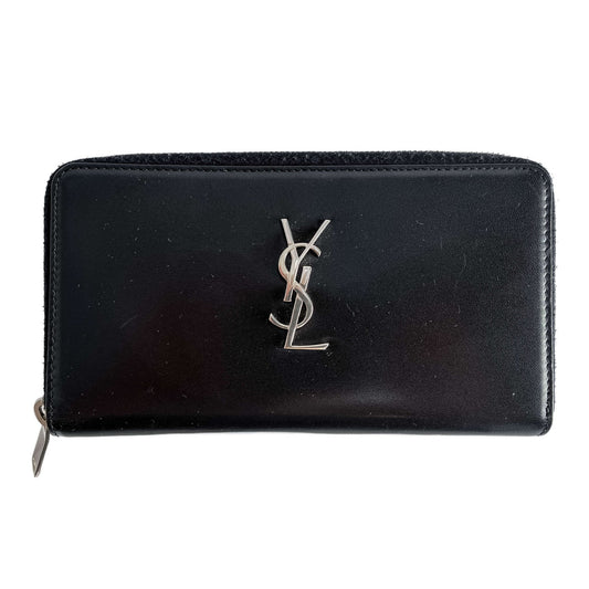 Second hand Saint Laurent Paris Leather Long Zip Around Wallet Black - Tabita Bags