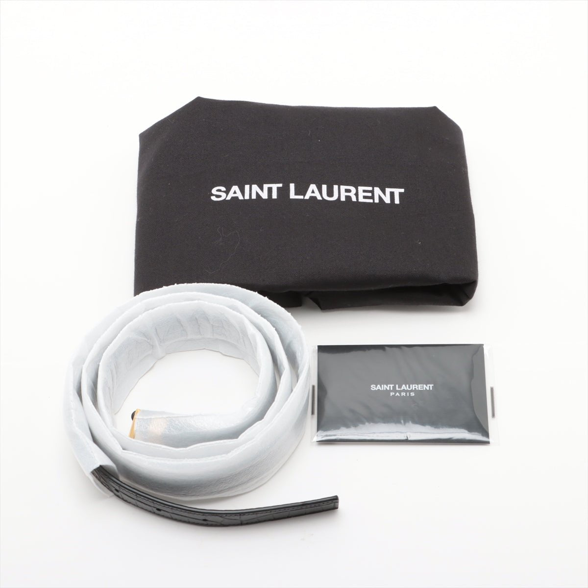 Second hand Saint Laurent Paris Manhattan Leather Crocodile - Embossed Flap Clutch Black - Tabita Bags