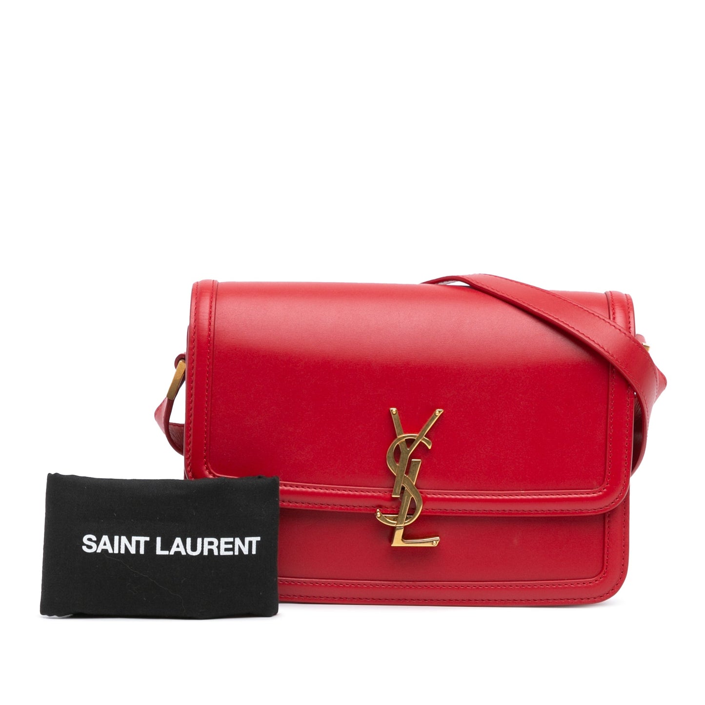 Second hand Saint Laurent Solferino Medium Leather Flap Crossbody Red - Tabita Bags