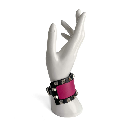Second hand Valentino Garavani Rockstud Leather Bracelet Bicolor - Tabita Bags