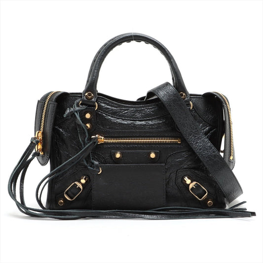 Second hand Balenciaga Classic City Mini Leather 2-Way Handbag Black - Tabita Bags