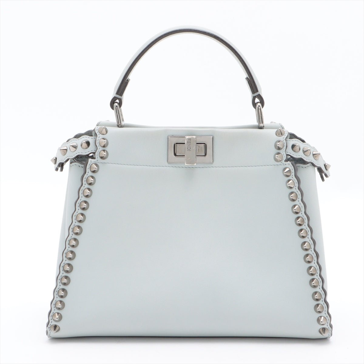 Fendi Peekaboo Mini Studded Grey Leather 2-way Tabita Bags