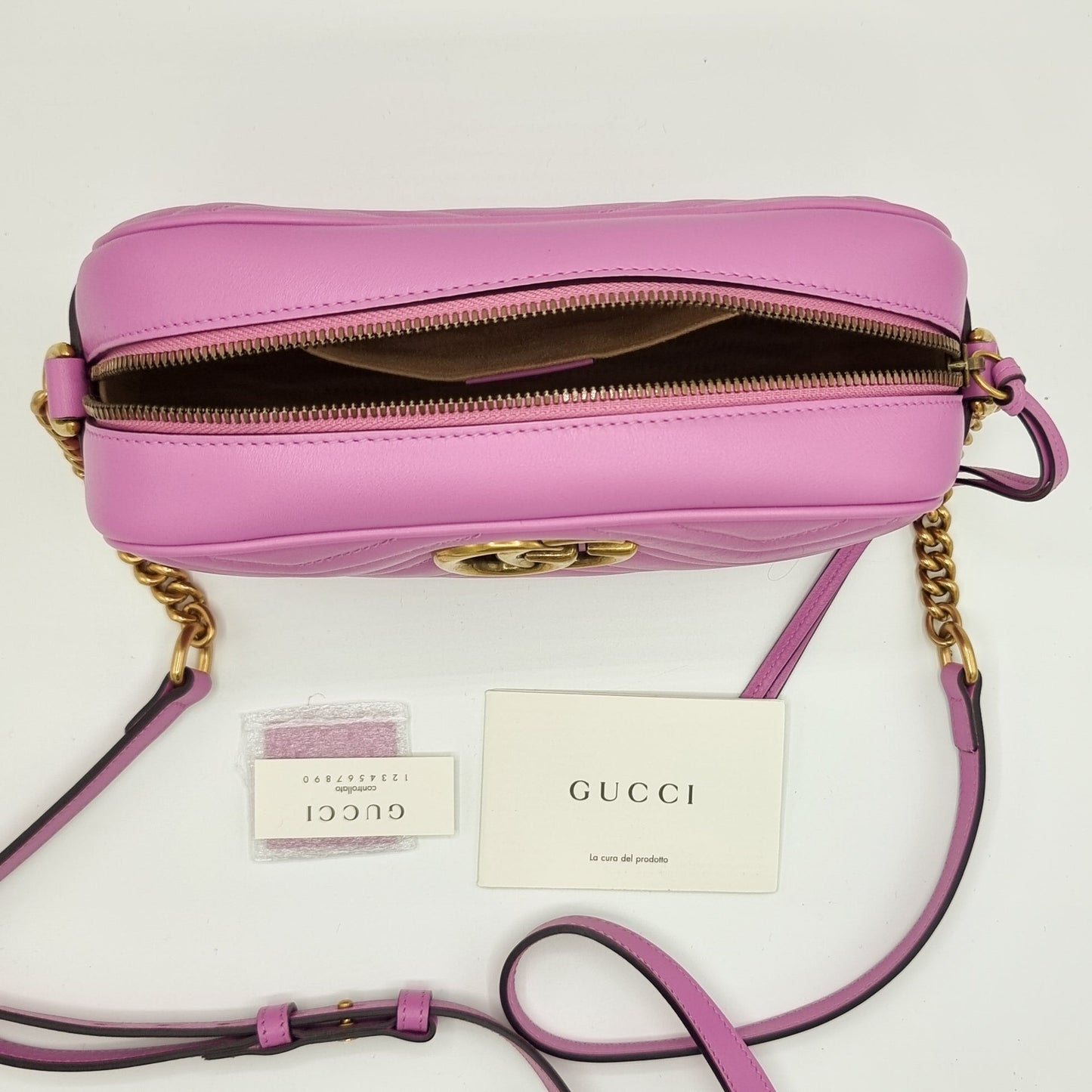 Second hand Gucci GG Pink Marmont Crossbody Bag Matelassé Leather - Tabita Bags
