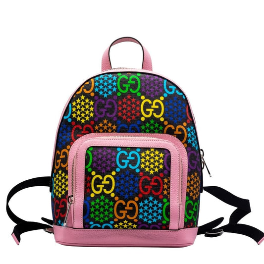 Second hand Gucci GG Supreme Monogram Psychedelic Small Backpack Pink Multicolor - Tabita Bags
