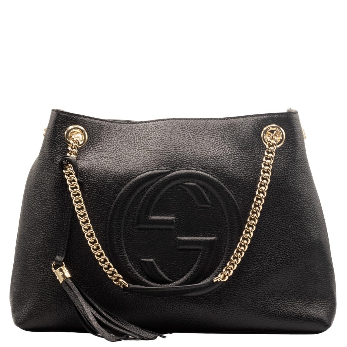 Black gucci bag with gold chain online