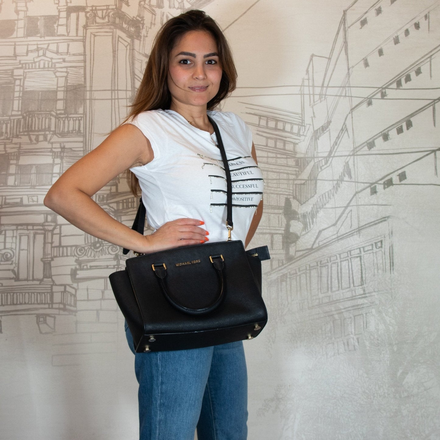 Second hand Michael Kors Selma Tote Black handbag 30S3GLMS2L - Tabita Bags