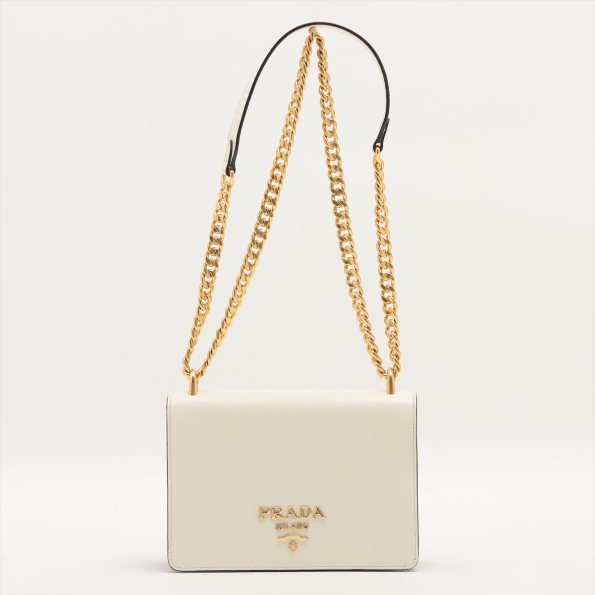 Saffiano Wallet on a Chain White (Bianco)