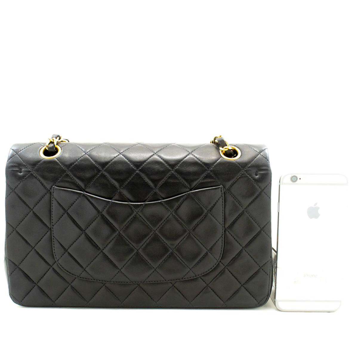 Vintage Classic Double Flap Medium Lambskin Leather Matelassè Shoulder Bag Black