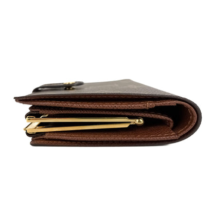 French Purse Canvas Compact Wallet Brown