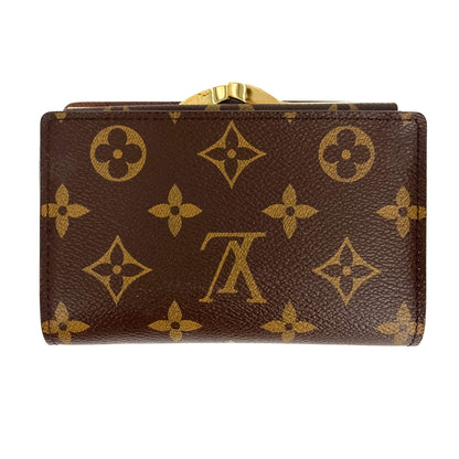 French Purse Canvas Compact Wallet Brown