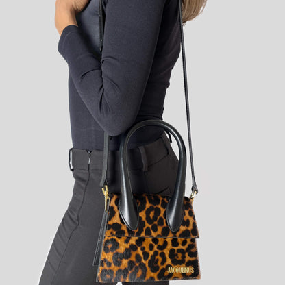 Die Chiquito Leder Handtasche mit Griff Leopard 