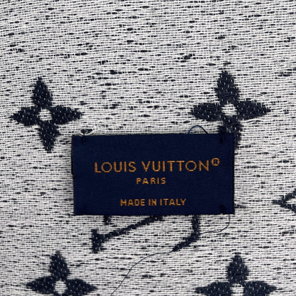 Foulard Monogram in Denim, Lana e Seta Reversibile 