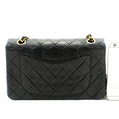 Classic Double Flap Small Lambskin Leather Matelassè Shoulder Bag Black