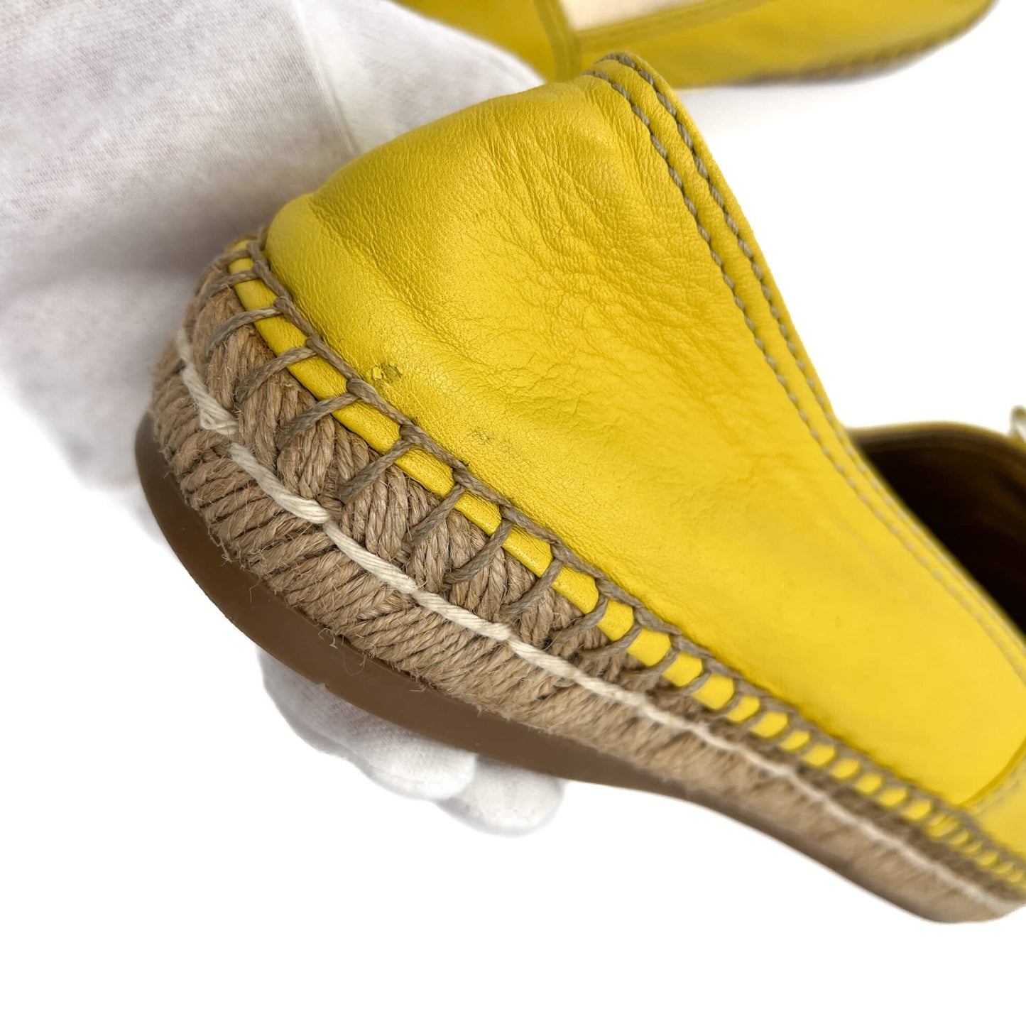 Espadrille plate en cuir 38.5 jaune 