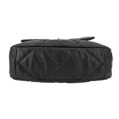 CHANEL 19 Grand Sac à Main en Cuir d'Agneau Matelassé 2-Ways Noir 