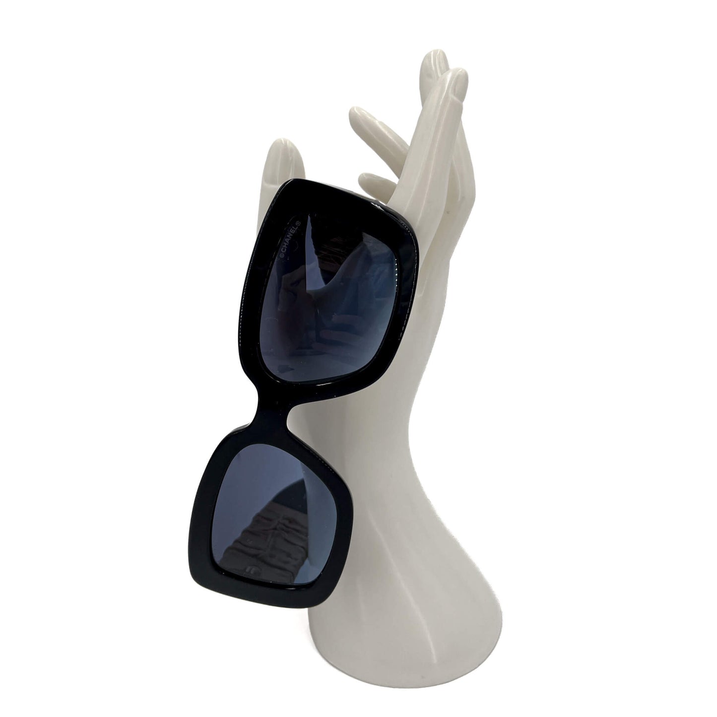 Lunettes de soleil bicolores en acétate carré et cuir de veau 