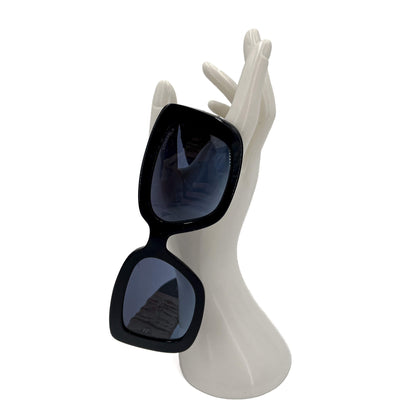 Lunettes de soleil bicolores en acétate carré et cuir de veau 