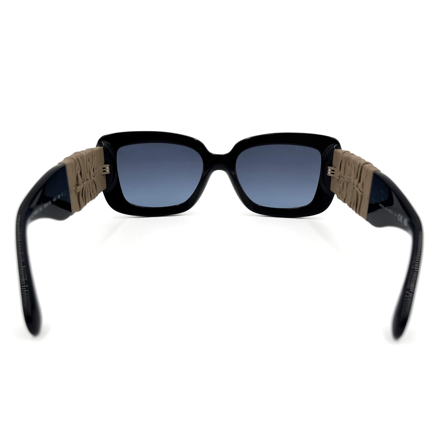 Lunettes de soleil bicolores en acétate carré et cuir de veau 