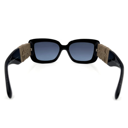 Lunettes de soleil bicolores en acétate carré et cuir de veau 